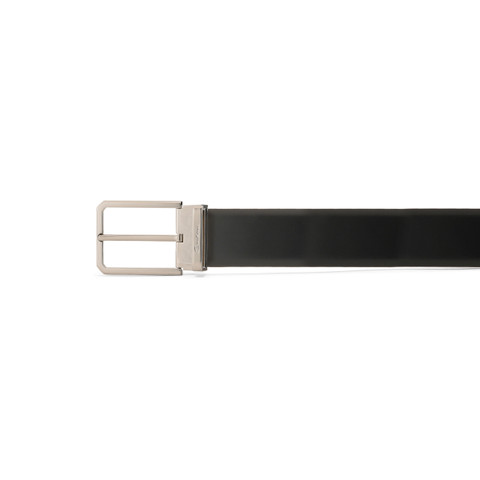 Men’s polished black leather adjustable belt - Santoni - 3