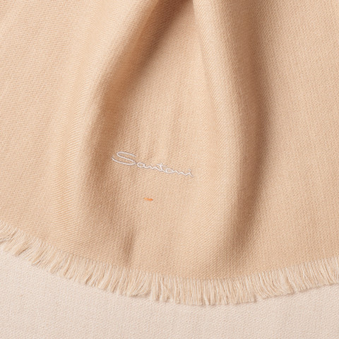 Pañuelo de cachemir bicolor cámel y beige - Santoni - 4