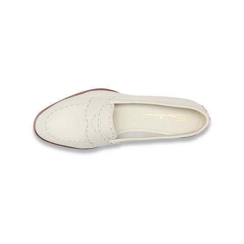 Women's white tumbled leather penny loafer - Santoni - 5