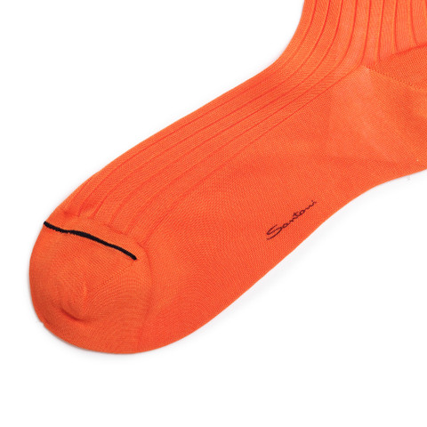 Orange Filo di Scozia mercerised cotton crew socks - Santoni - 2