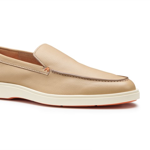Men's beige leather loafer - Santoni - 5