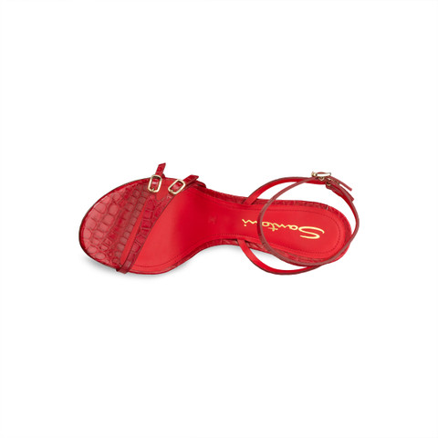Women's red crocodile leather high-heel sandal - Santoni - 4