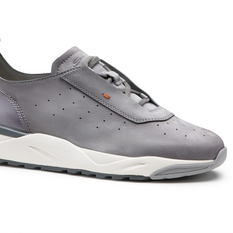 Graue Sneakers f&uuml;r Herren aus Nubuk - Santoni - 5