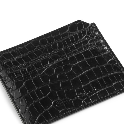 Black alligator leather credit card holder - Santoni - 5