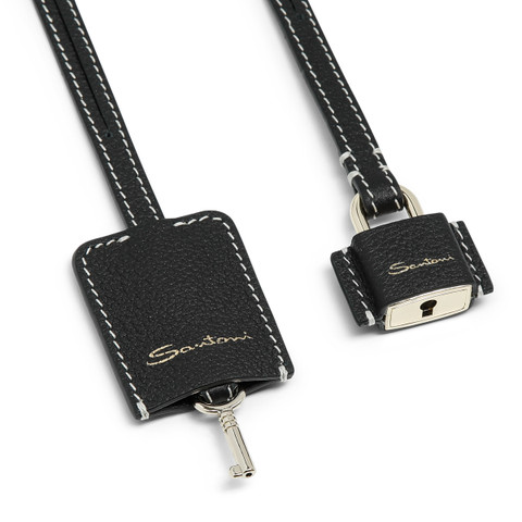 Black leather lock charm - Santoni - 2