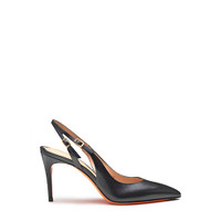 Women's black leather high-heel slingback - Santoni - 1