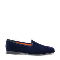 Mocassin Andrea en velours bleu pour homme - Santoni - 1