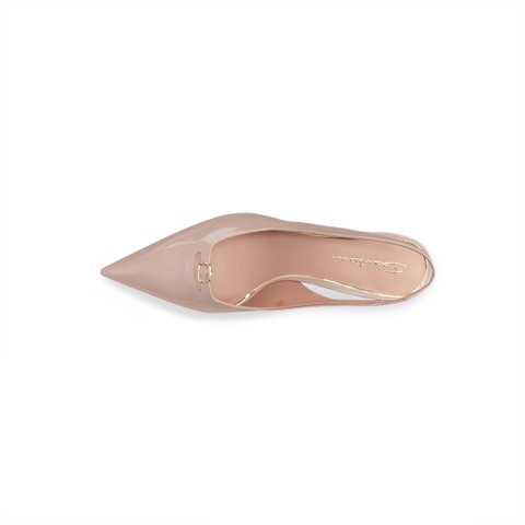 Women's pink patent leather mid-heel slingback - Santoni - 4