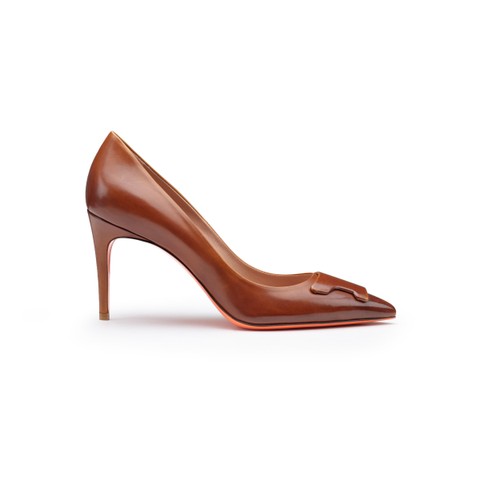 Women's brown leather high-heel Santoni Sibille pump - Santoni - 1