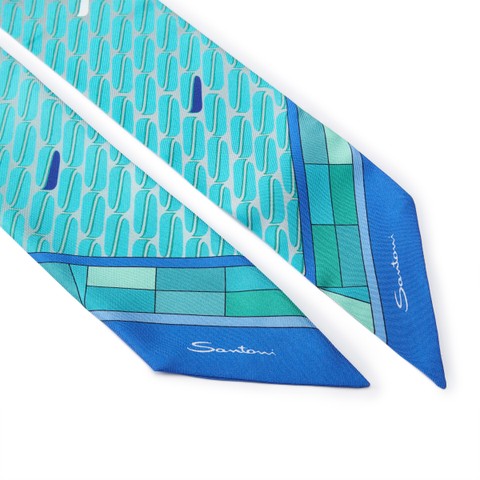 Light blue silk bandeaux - Santoni - 4