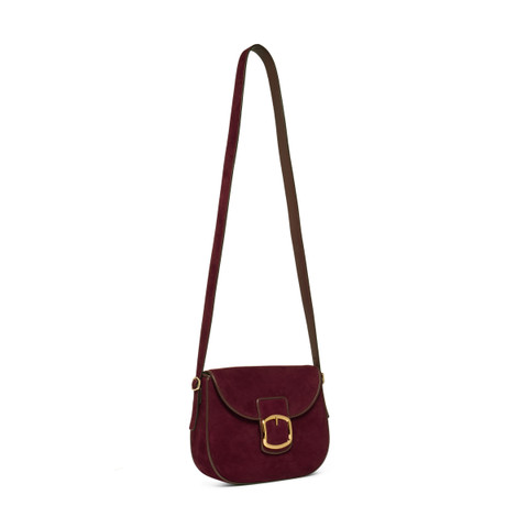 Burgundy suede crossbody bag - Santoni - 3
