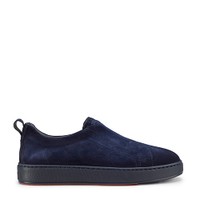 Men's blue suede slip-on sneaker - Santoni - 1