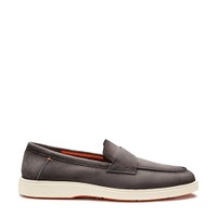 Men's grey suede penny loafer - Santoni - 1