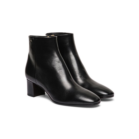 Women's black leather mid-heel ankle boot - Santoni - 4