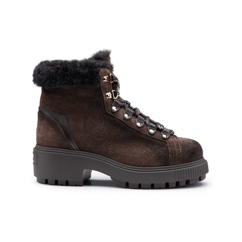 Women's dark brown suede hiking boot - Santoni - 1