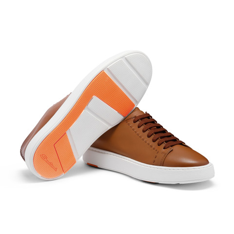 Men's light brown leather sneaker - Santoni - 4