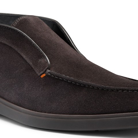 Men’s grey suede desert boot with fur - Santoni - 6