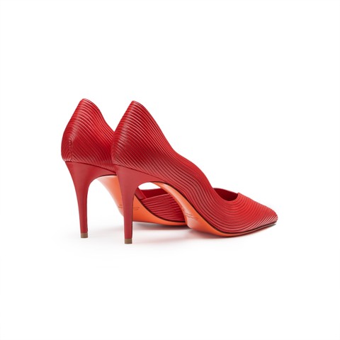 Women's red leather high-heel pump - Santoni - 3
