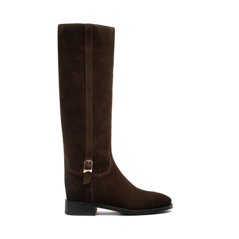 Women's dark brown suede boot - Santoni - 1