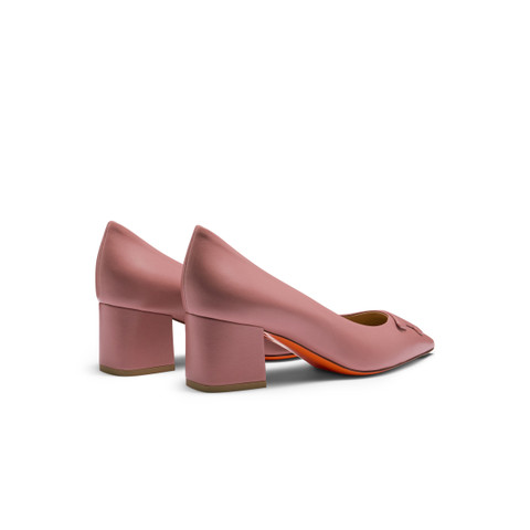 Women's pink leather mid-heel Santoni Sibille pump - Santoni - 3