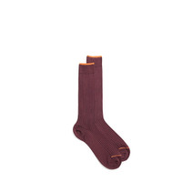 Burgundy Filo di Scozia mercerised cotton crew socks - Santoni - 1