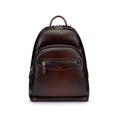 Sac &agrave; dos en cuir brun fonc&eacute; - Santoni - 1