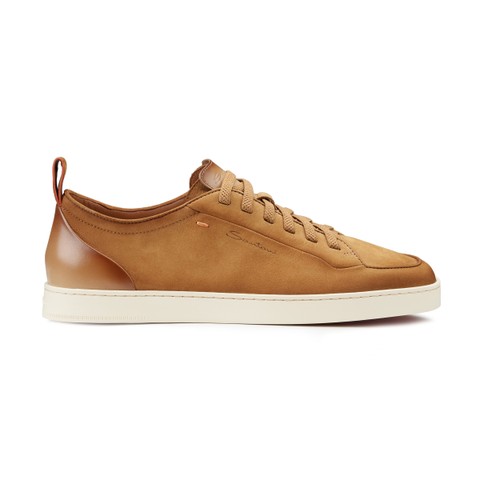 Men's light brown nubuck Santoni Off-duty sneaker - Santoni - 1