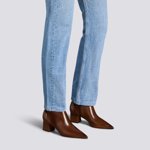 Braune Stiefeletten für Damen aus Leder mit mittelhohem Absatz - Santoni - 2