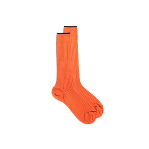 Orange Filo di Scozia mercerised cotton crew socks - Santoni - 1