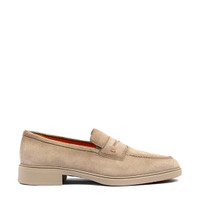 Men's beige suede Easy penny loafer - Santoni - 1