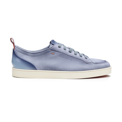 Men's light blue nubuck Santoni Off-duty sneaker - Santoni - 1
