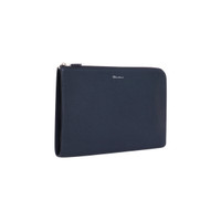 Blue tumbled leather document holder - Santoni - 2