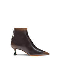 Women's dark brown leather mid-heel ankle boot - Santoni - 1