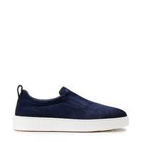 Men's blu suede slip-on sneaker - Santoni - 1