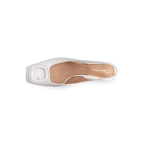 Escarpin &agrave; bride arri&egrave;re et talon mi-haut en cuir blanc pour femme - Santoni - 7