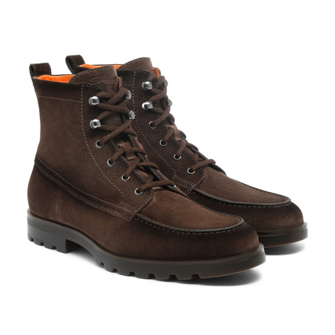 Men's dark brown suede ankle boot - Santoni - 3