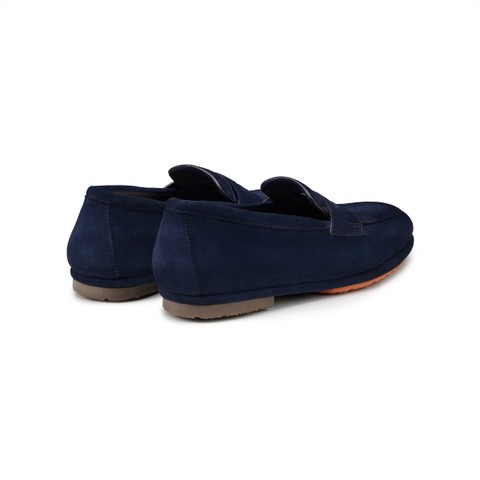 Women's blue suede Carla Driver penny loafer - Santoni - 2