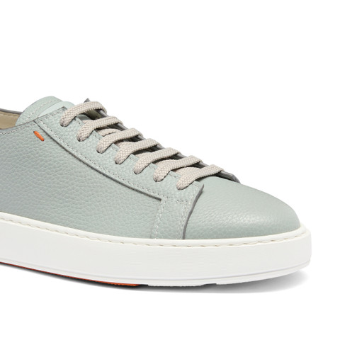 Men's light blue tumbled leather sneaker - Santoni - 6