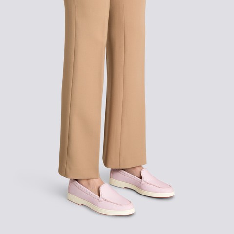 Women's pink leather loafer - Santoni - 2