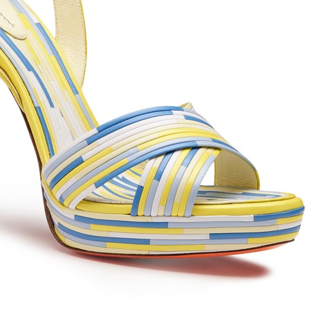 صندل نسائي بكعب عالي من الجلد متعدد الألوان - Santoni - 6