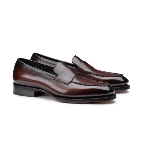 Men's dark brown leather penny loafer - Santoni - 2