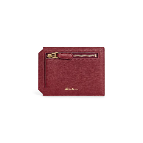 Red tumbled leather document holder - Santoni - 3
