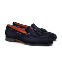 Men's blue suede tassel loafer - Santoni - 2