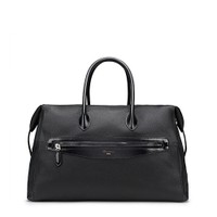 Black tumbled leather weekend bag - Santoni - 1