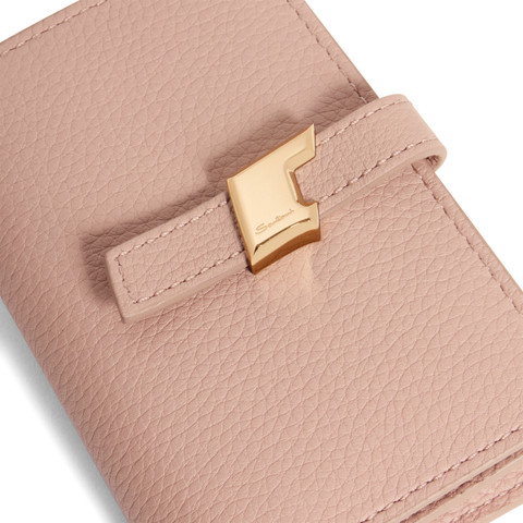 Porte-cartes en cuir foulonné rose - Santoni - 5