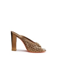 Women's gold woven leather high-heel sandal - Santoni - 1