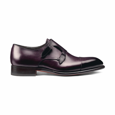 Men's purple leather double-buckle shoe - Santoni - 1