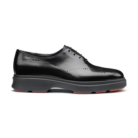 Men's black leather Easy Nova brogue Oxford shoe - Santoni - 1