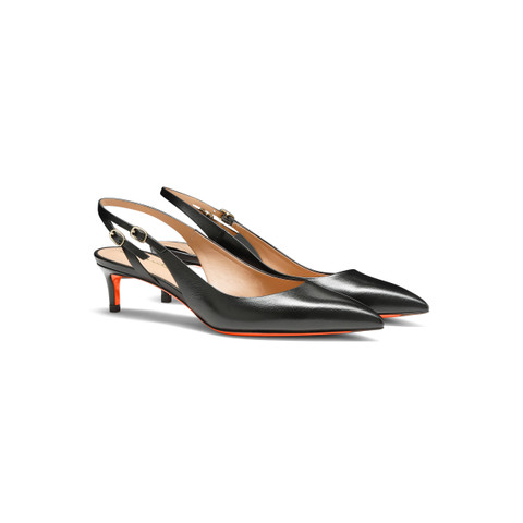 Slingback tacco medio da donna in pelle nera - Santoni - 3