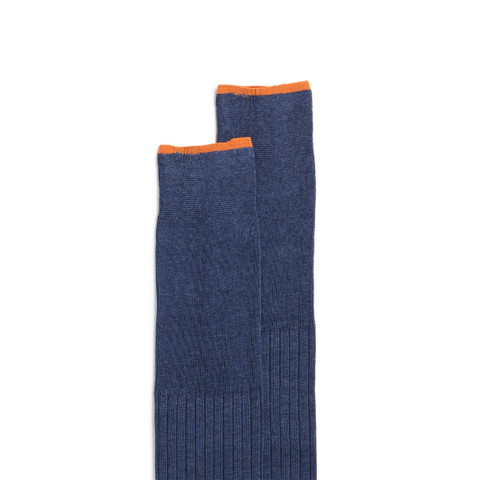 Light blue Filo di Scozia mercerised cotton high socks - Santoni - 3